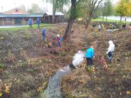 Volunteers planting trees