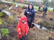 Boy planting trees