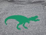 Grey shirt with green dinosaur