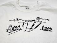 White t-shirt with mountain skis