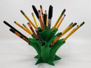 3D printed abstract tree pencil holder in green PLA