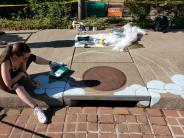 Ibach Park storm drain mural progress