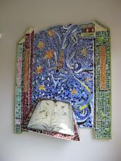 Diving into a Book glass mosaic