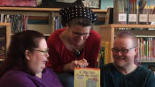 Aimee, Sam, and Kit leading an online storytime