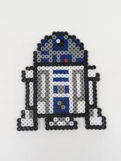 An R2D2 made out of Perler beads