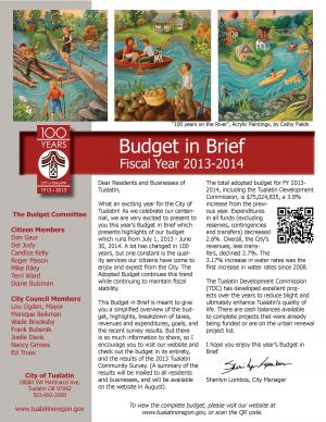 2013/2014 Budget in Brief