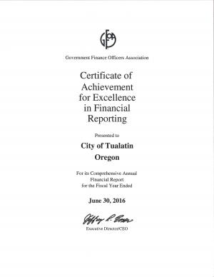 GFOA CAFR Award - FY16