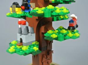 Photo of colorful treehouse built from LEGO bricks