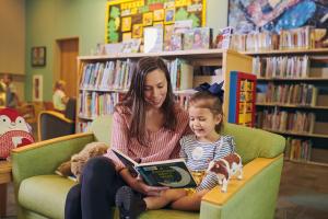 Library patrons in the Children's Room