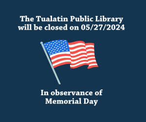 Graphic image of American flag, surrounded by text regarding closure.