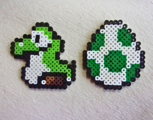 Photo of Yoshi and Egg made of Perler beads.