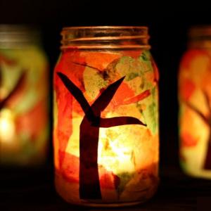 Luminaries made from jars and tissue paper
