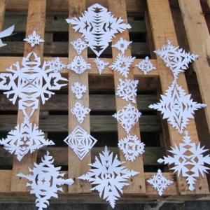 photo of cutout snowflakes