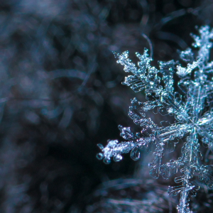 Extremely close-up detail photo of snowflake.