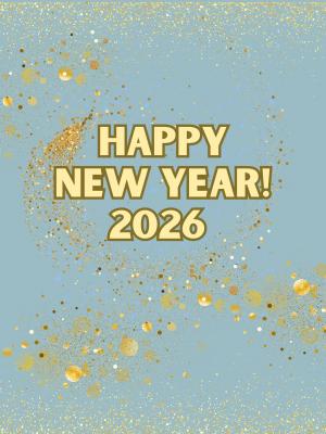 Pale blue and gold image saying "HAPPY NEW YEAR! 2026"