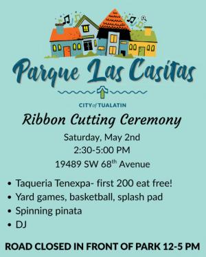 Las Casitas Parque Ribbon Cutting Flier