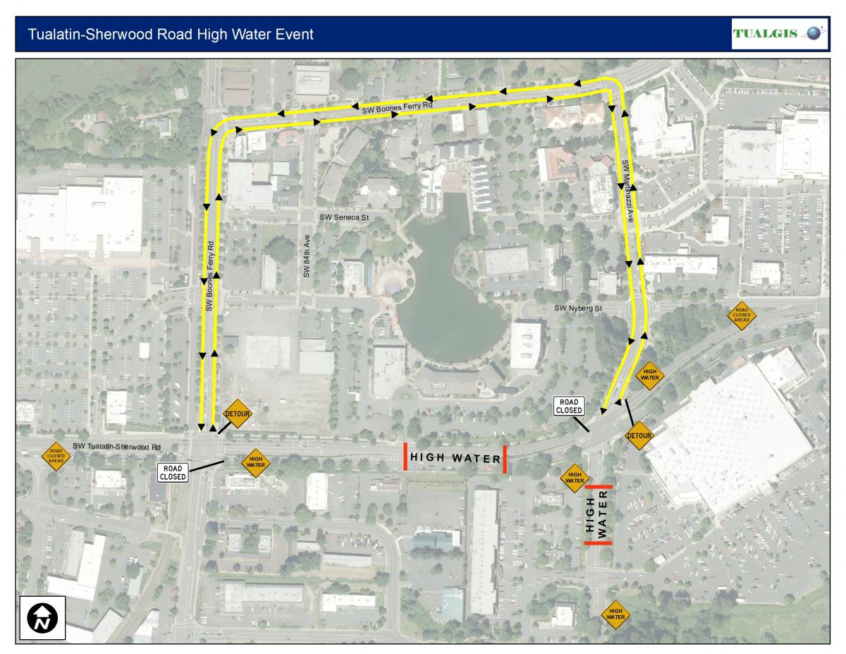 Tualatin-Sherwood Road Flood Detour Map